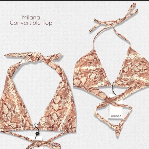 NWT Vitamin A Top Milana’ Convertible Halter in Sand Snake Size Small/6, XS/4 - Picture 12 of 14